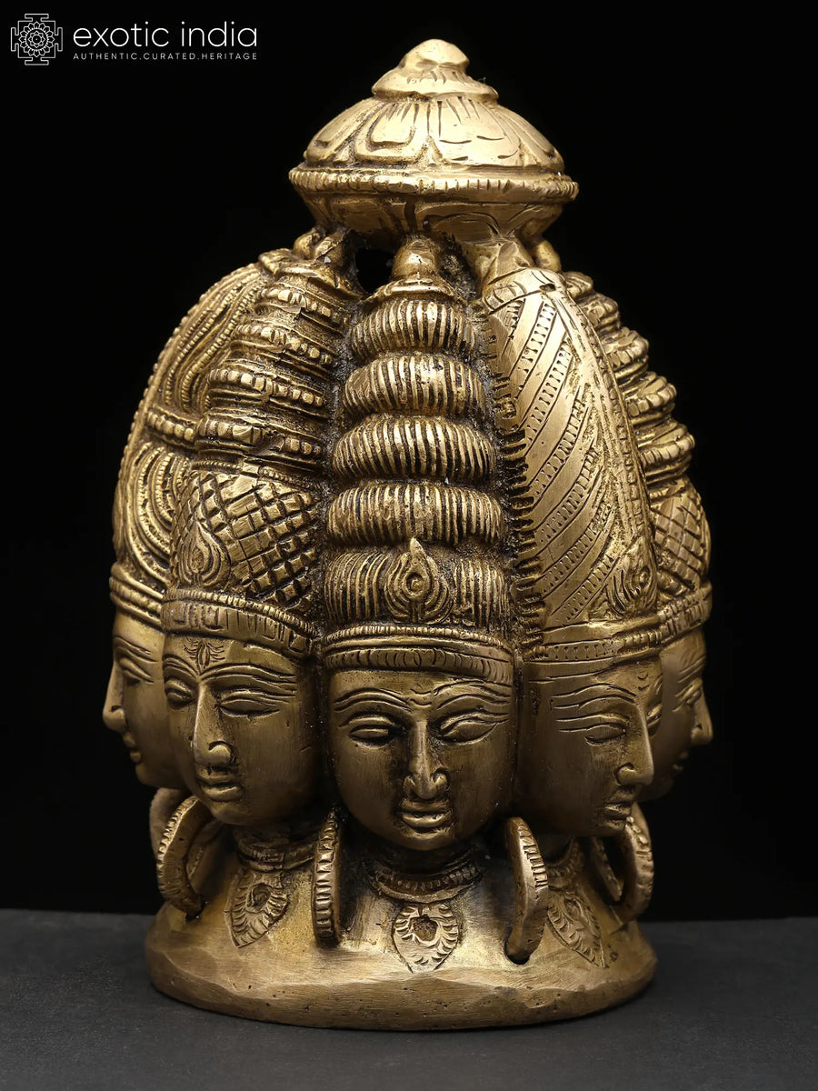 7" Brass Ashta Mukhalingam Statue Silver Finish