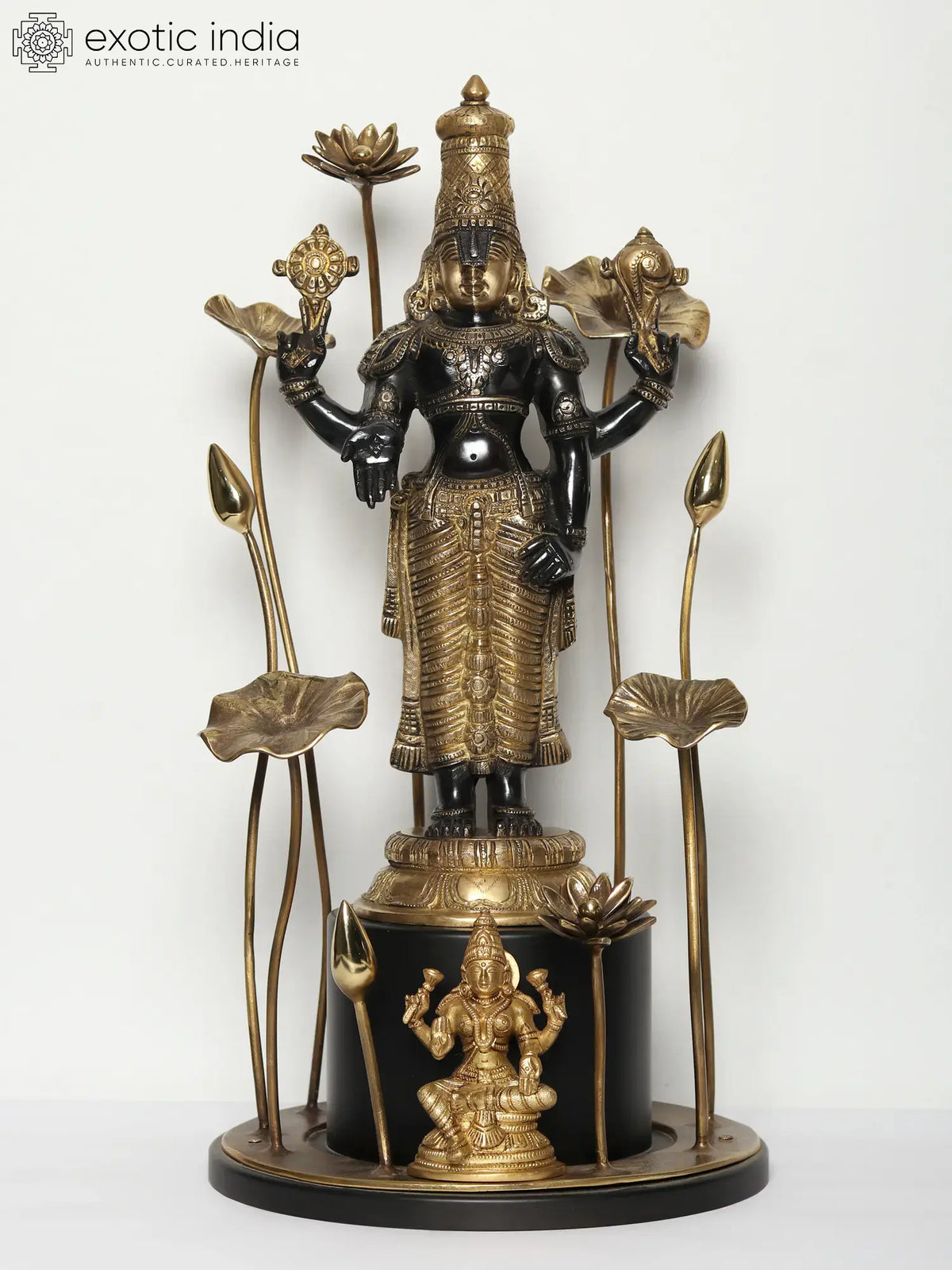 24" Brass Tirupati Balaji with Devi Lakshmi Statue