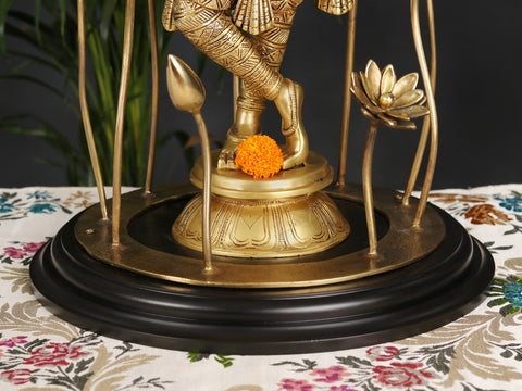 24" Brass Lord Krishna Playing Flute