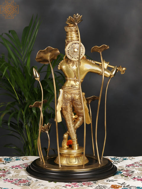 24" Brass Lord Krishna Playing Flute
