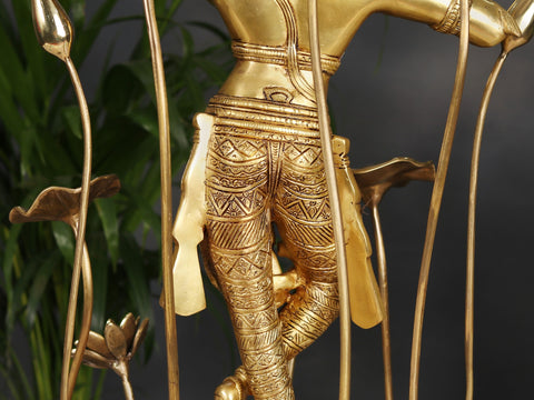 24" Brass Lord Krishna Playing Flute