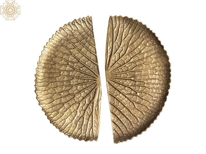 10" Brass Leaf Design Door Handle Set Handmade