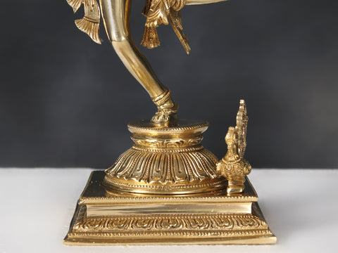 14" Brass Superfine Dancing Goddess Saraswati Sculpture