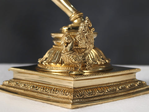 14" Brass Superfine Dancing Goddess Saraswati Sculpture