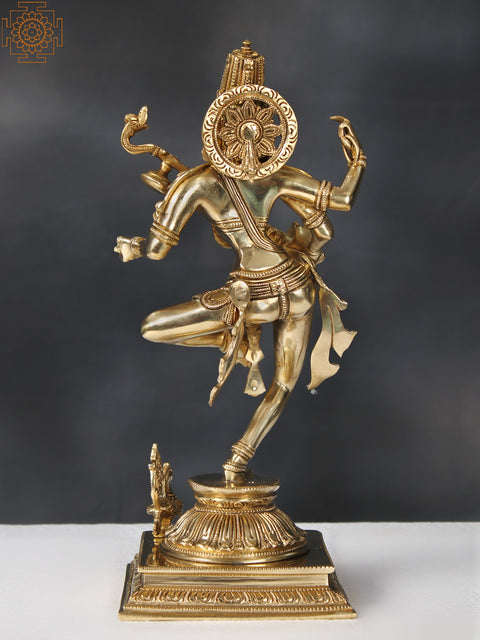 14" Brass Superfine Dancing Goddess Saraswati Sculpture