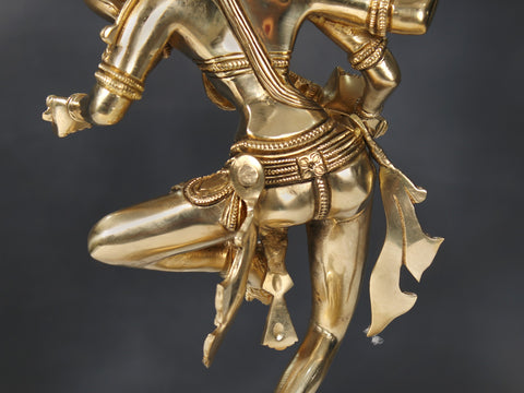 14" Brass Superfine Dancing Goddess Saraswati Sculpture