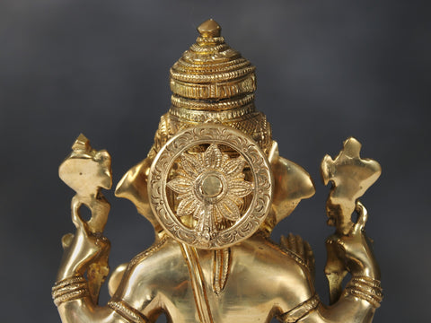9" Brass Four Armed Sitting Lord Ganesha