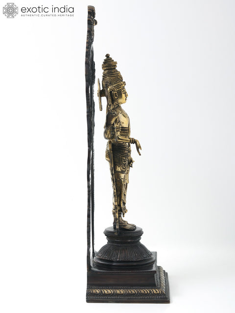 17" Brass Standing Lord Vishnu with Kirtimukha Throne