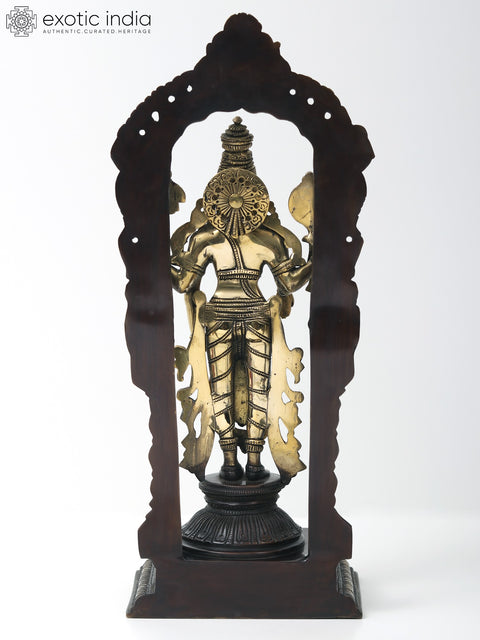 17" Brass Standing Lord Vishnu with Kirtimukha Throne