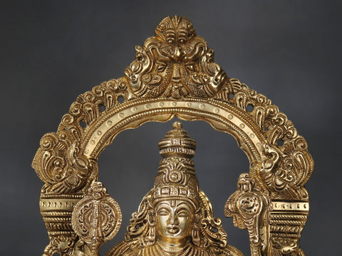 17" Brass Standing Lord Vishnu with Kirtimukha Throne