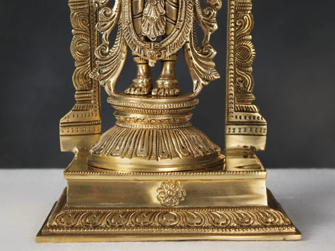 17" Brass Standing Lord Vishnu with Kirtimukha Throne