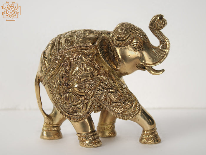 5" Brass Elephant Ganesha Handmade Idol