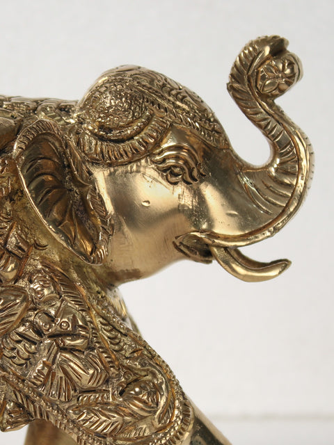 5" Brass Elephant with Lord Ganesha Design