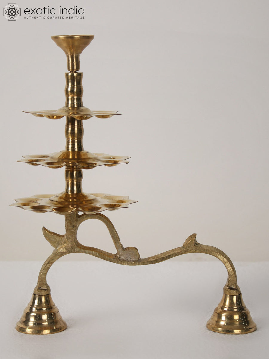 10" Brass Twenty-Six Wicks Arti Diya for Pooja