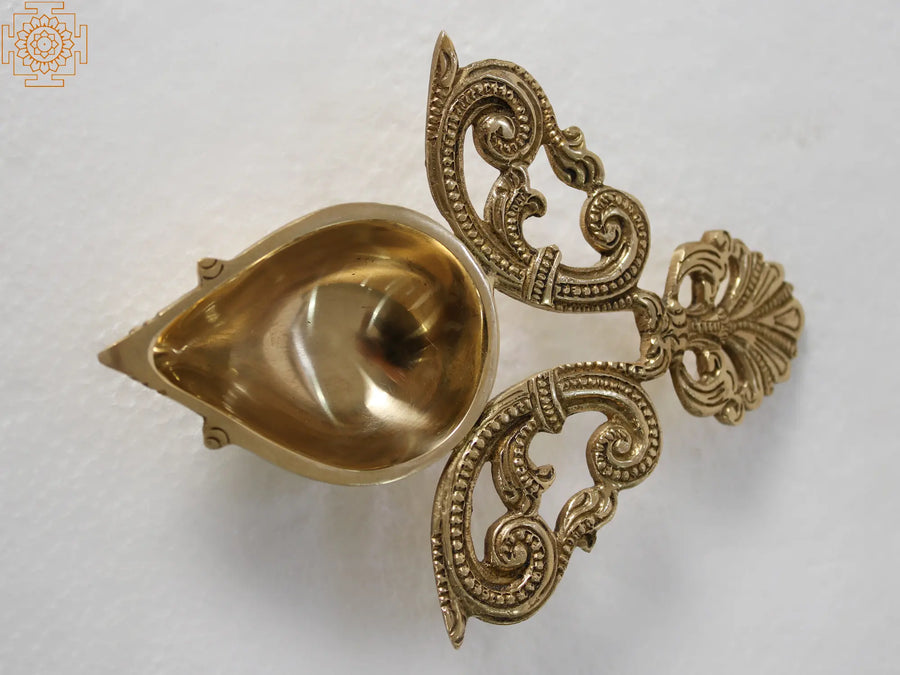 6" Brass Designer Diya for Pooja