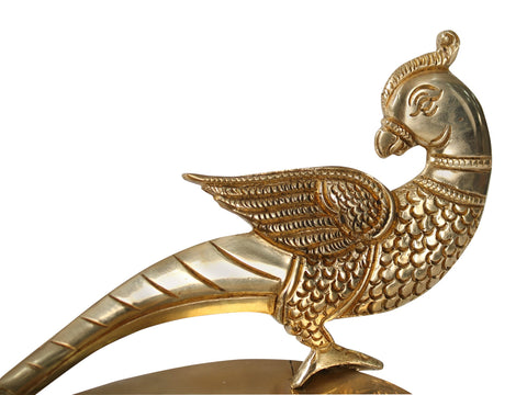 8" Brass Heart Shaped Tray with Parrot