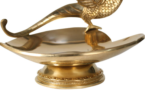 8" Brass Heart Shaped Tray with Parrot