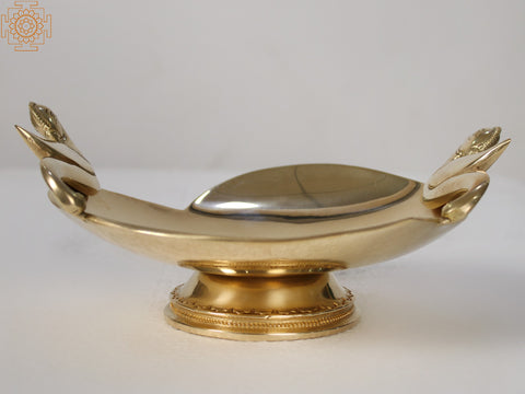 9" Brass Double Parrot Heart Shaped Tray