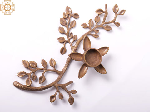 Brass Flower on Branch Candle Holder