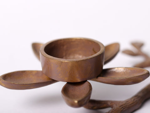 Brass Flower on Branch Candle Holder