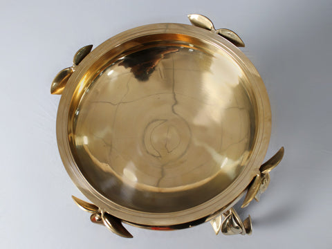 15" Brass Leaf Design Urli with Stand