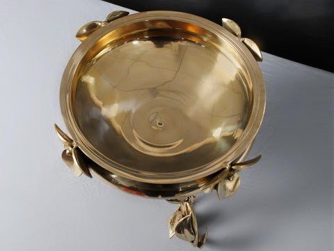 15" Brass Leaf Design Urli with Stand