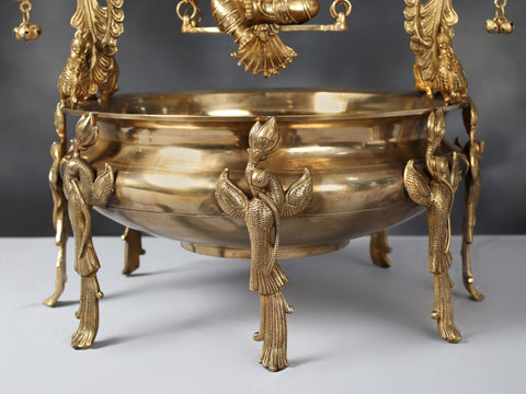 29" Swing Lord Ganesha Urli with Peacock Design