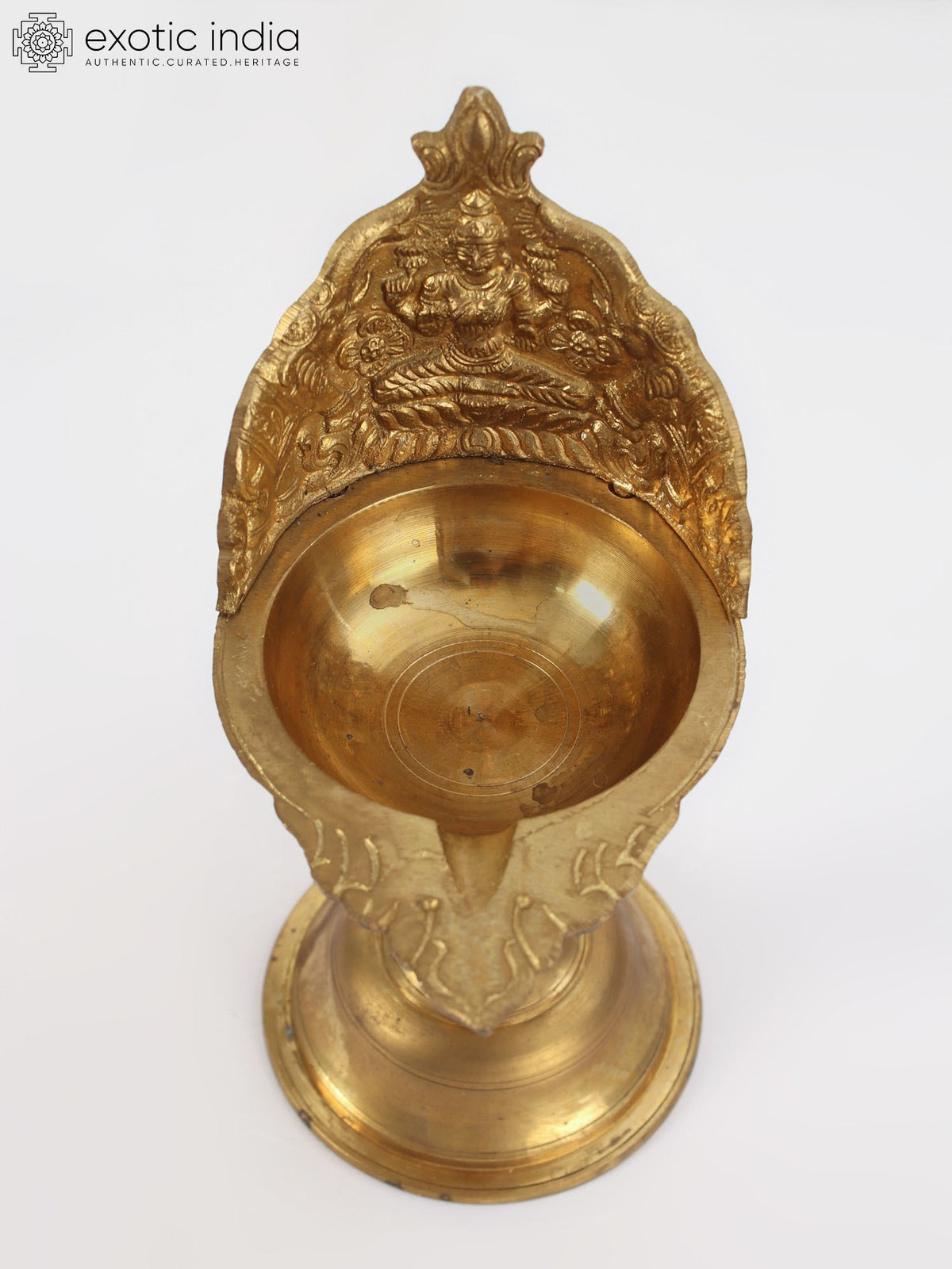8" Goddess Lakshmi Lamp (Deepam) | Brass