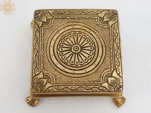 5" Ancient Brass Pooja Chowki for Home Worship