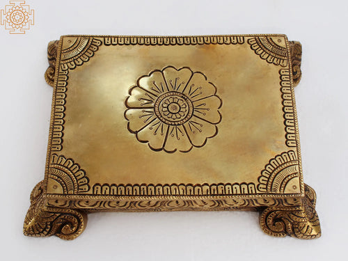8" Designer Brass Pooja Chowki for Home Worship