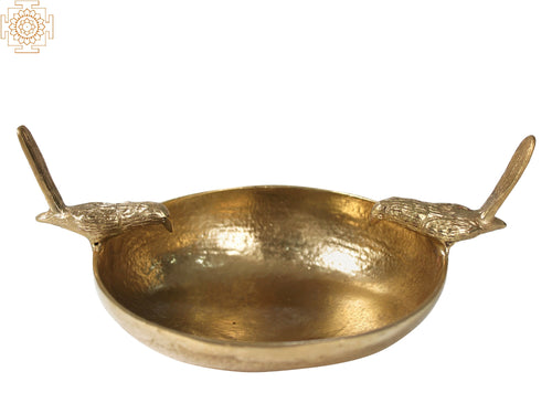 Brass Bowls with Birds Perched on Edge Statue