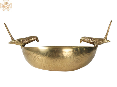 Bowls with Birds Perched on the Edge