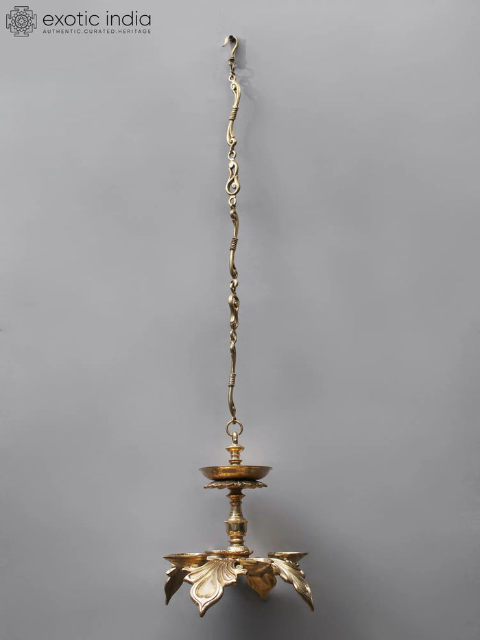 37" Brass Four Wicks Hanging Lamp for Home Decor