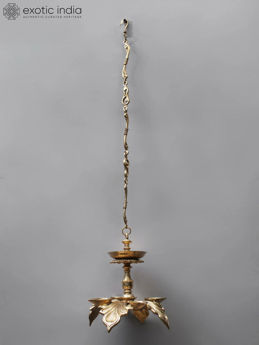 37" Brass Four Wicks Hanging Lamp for Home Decor