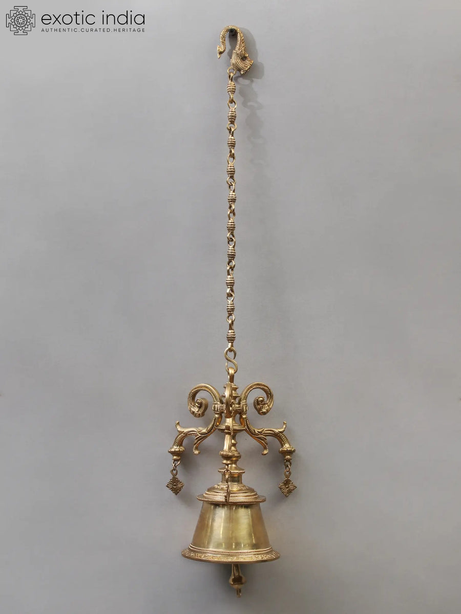 28" Brass Designer Hanging Bell for Home Pooja