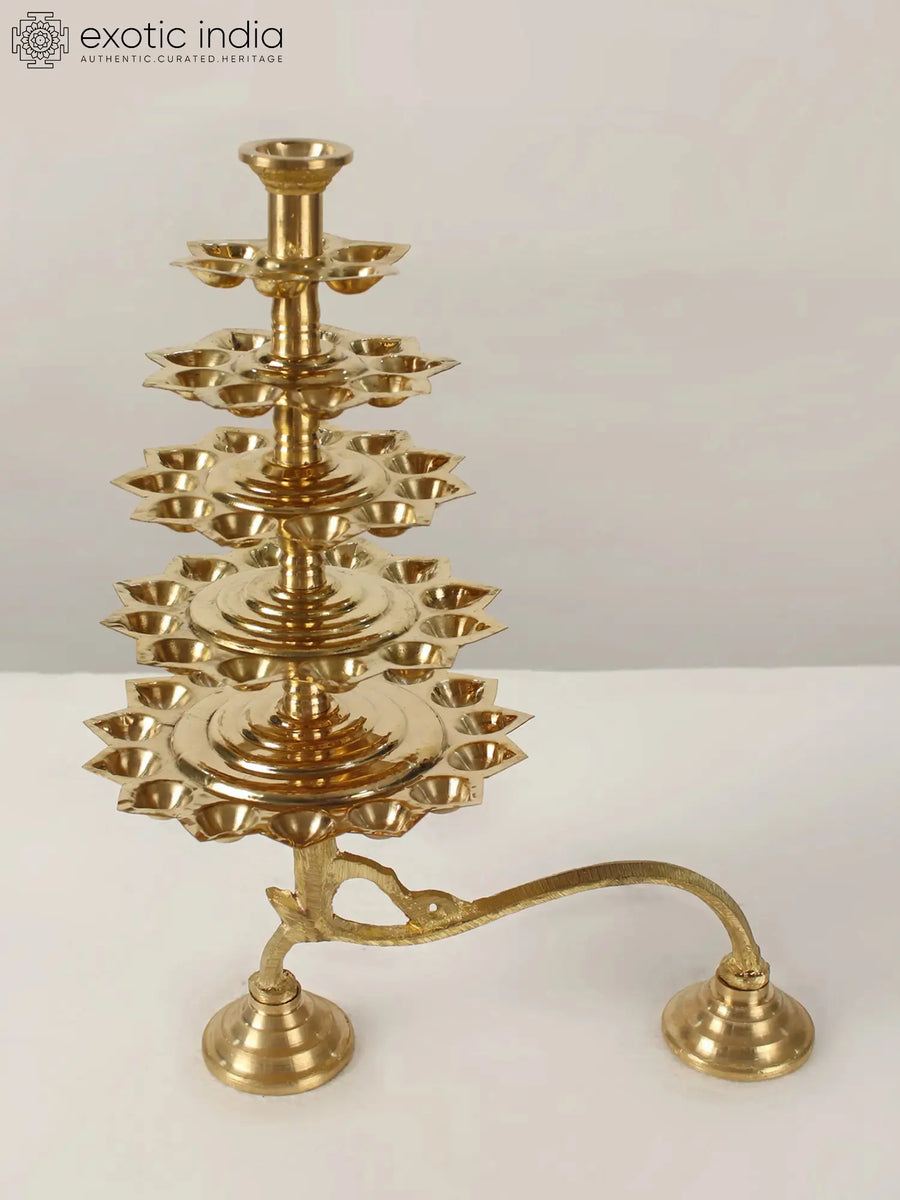 Brass Multi Wick Arti Lamp for Pooja Home Decor