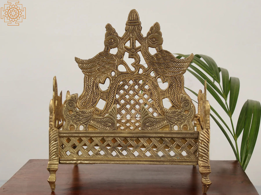 Brass Peacock Throne Statue for Home Decor