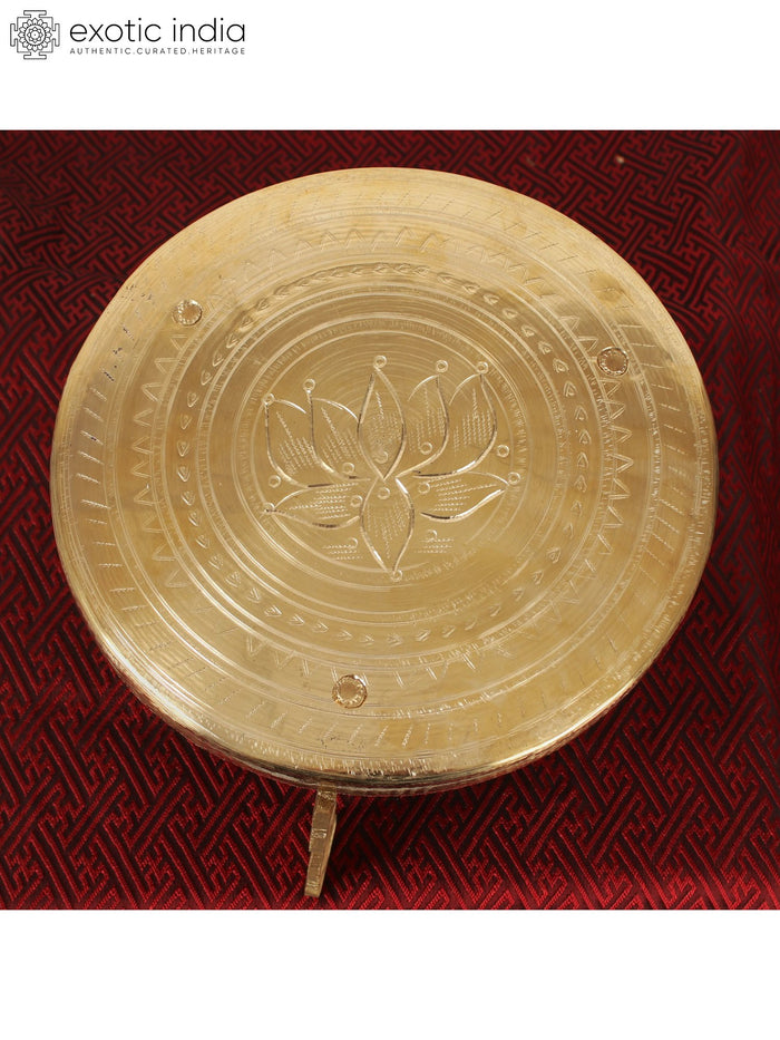5" Brass Lotus Pooja Chowki Idol for Home Worship