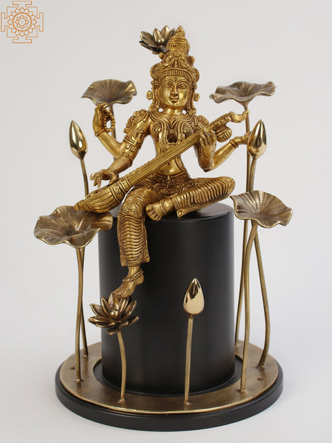 Lakshmi, Ganesha and Saraswati Brass Statue Set | Idol for Temple