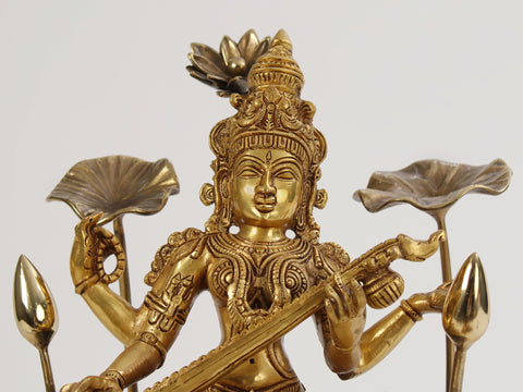 Lakshmi, Ganesha and Saraswati Brass Statue Set | Idol for Temple