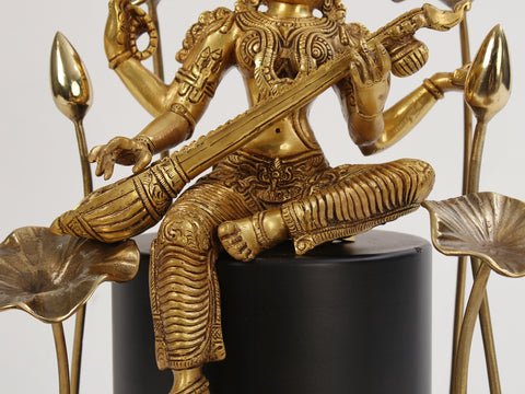 Lakshmi, Ganesha and Saraswati Brass Statue Set | Idol for Temple