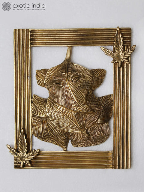 7" Brass Leaf Ganesha Wall Hanging