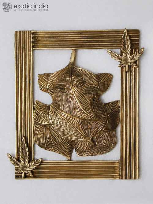7" Handmade Brass Leaf Ganesha Wall Hanging