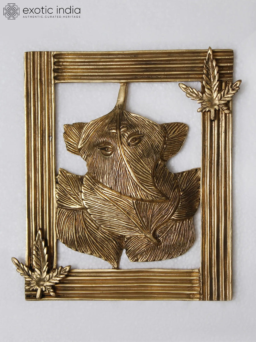 7" Handmade Brass Leaf Ganesha Wall Hanging