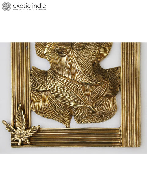 7" Brass Leaf Ganesha Wall Hanging