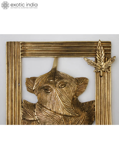 7" Brass Leaf Ganesha Wall Hanging