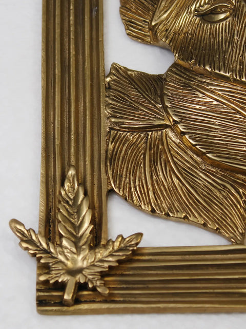 7" Brass Leaf Ganesha Wall Hanging