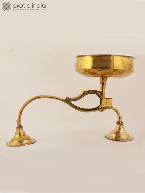 15" Brass Handheld Incense Burner for Pooja