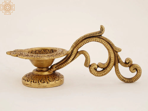 3" Brass Hindu Pooja Lamp With Handle