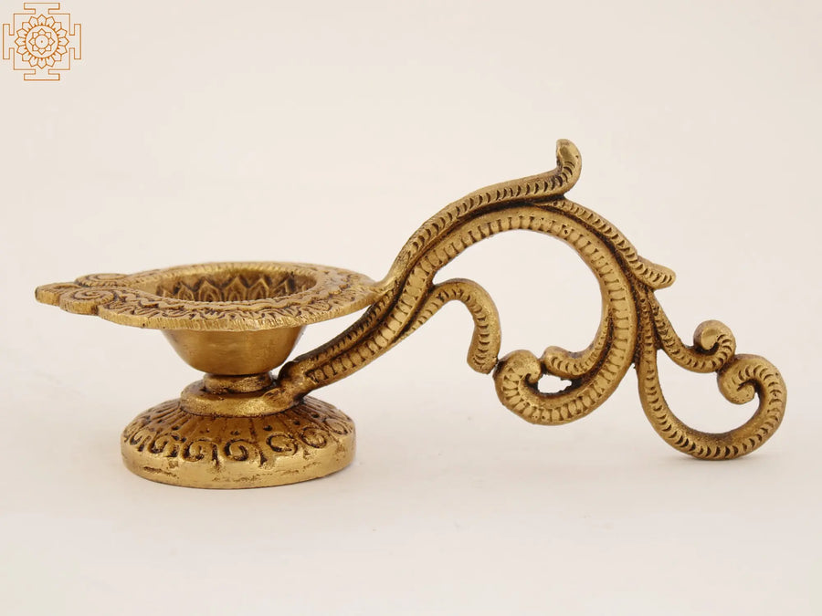 3" Brass Hindu Pooja Lamp With Handle